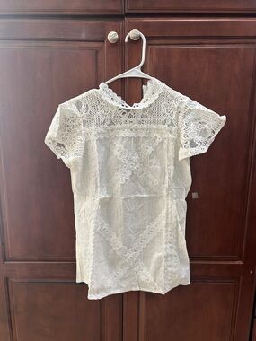 White Lace Panel Blouse